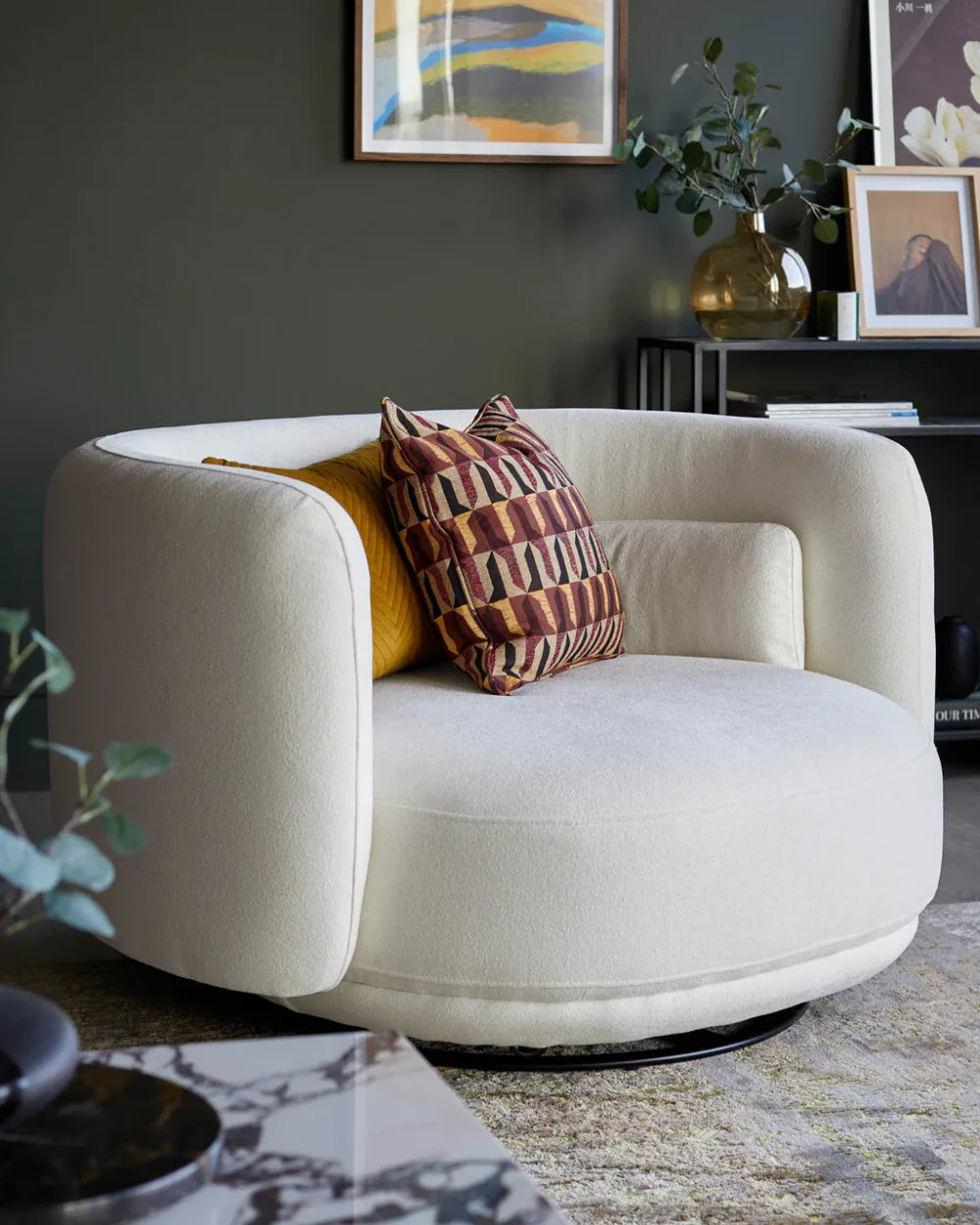 Ghế tình nhân xoay Henry Ivory Boucle - Ảnh 3