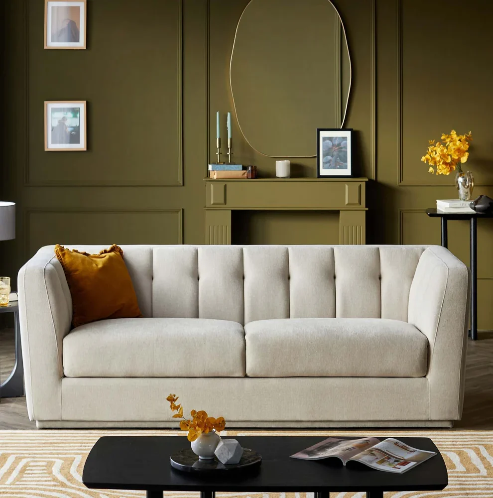 Ghế sofa 2 chỗ ngồi bằng vải nhung tự nhiên Valentina