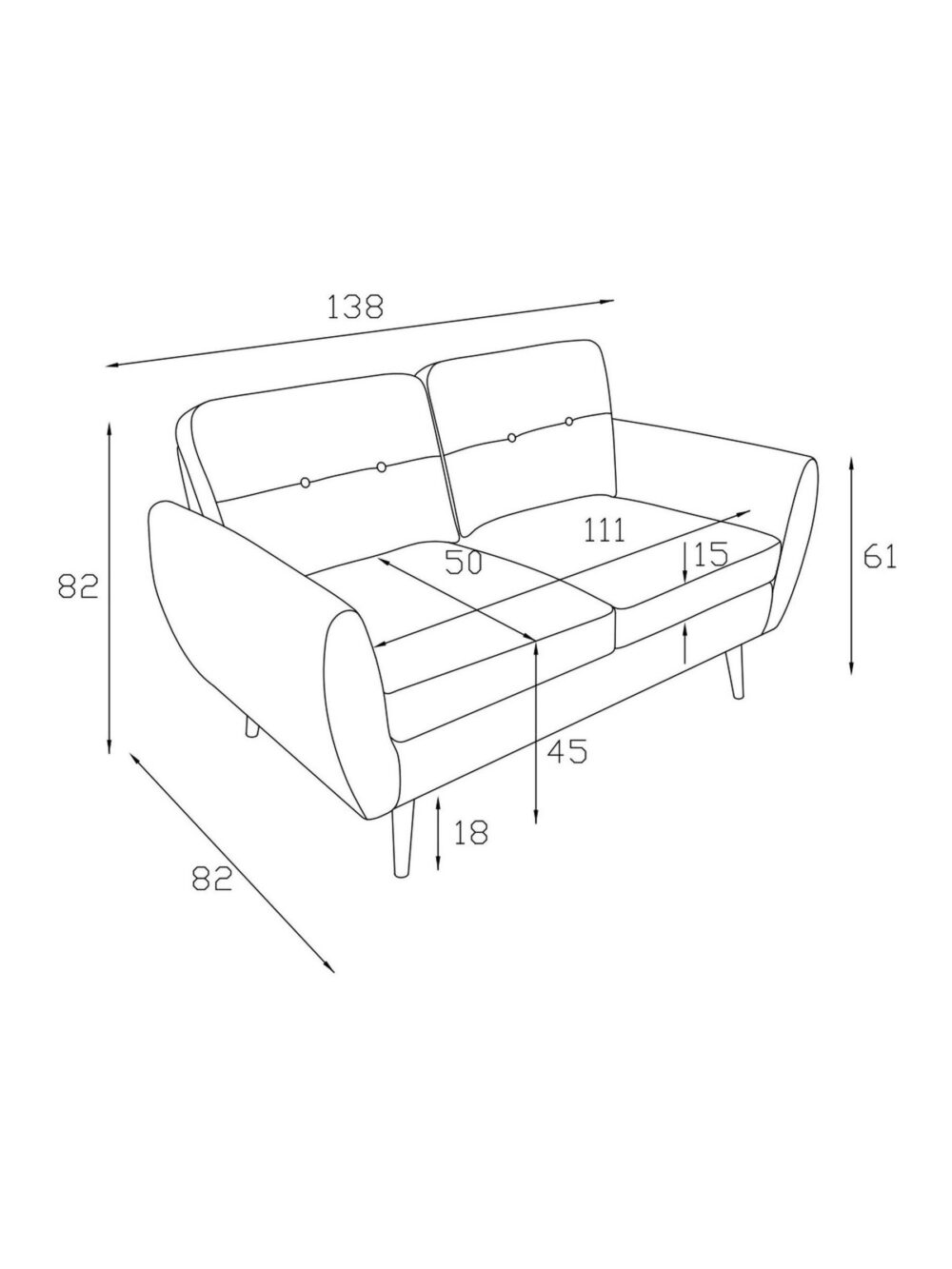 Sofa 2 chỗ Wilson Oslo Faux Fur Light Natural, thiết kế nhỏ gọn hiện đại, chất liệu polyester cao cấp.