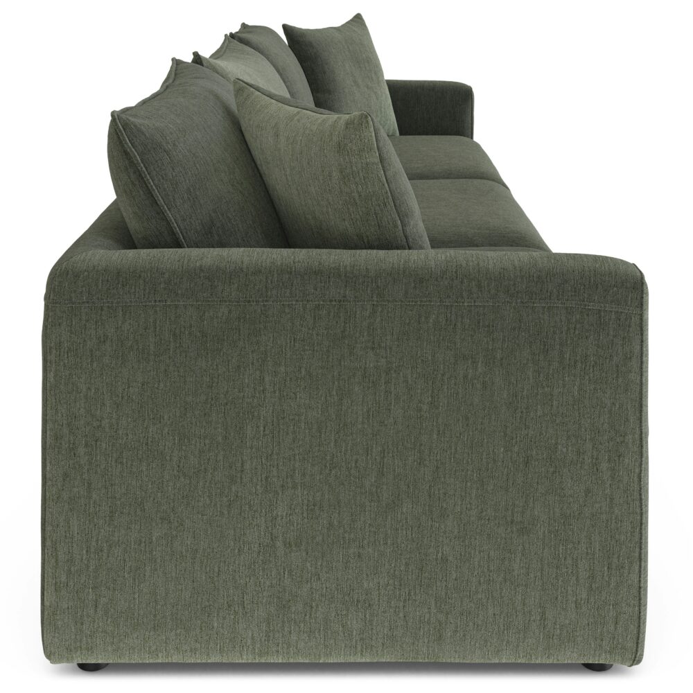 Ghế sofa mô-đun Lenae màu xanh cây thông trong phòng khách hiện đại, phong cách Mid-Century